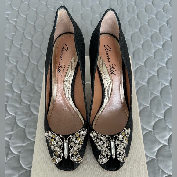 Aruna Seth - Graphite Butterfly Pumps - Size 38 - All Leather - Made in Italy - Picture 1 of 16